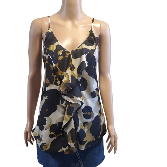Cabi Size M 174 Ingenue Cami Tank Top Ruffle Adjustable Straps Animal Print - Picture 1 of 9